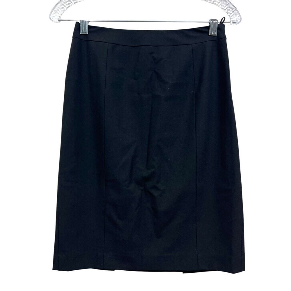 Lafayette 148 Petite Women Wool Blend Pencil Skirt Double Vented Lined Black 0*